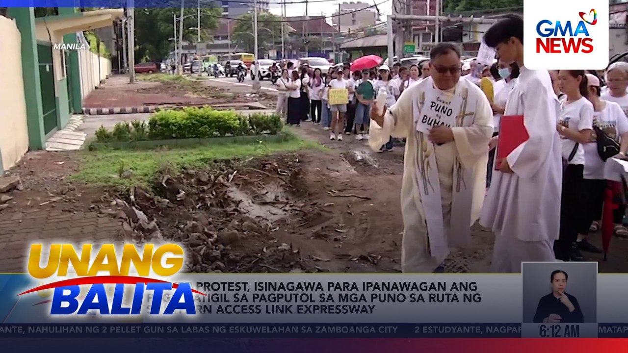 Prayer protest, isinagawa para ipanawagan ang pagpapatigil sa pagputol sa mga puno sa ruta ng Southern Access Link Expressway | Unang Balita