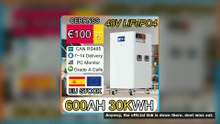 LiFePO4 48V 600AH 30KW Battery Pack 51.2V 100AH 300AH Lithium battery With 16S 200A Smart BMS 10000+