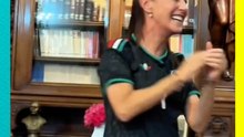 La Presidenta Claudia Sheinbaum celebra la victoria de México ante Chequia