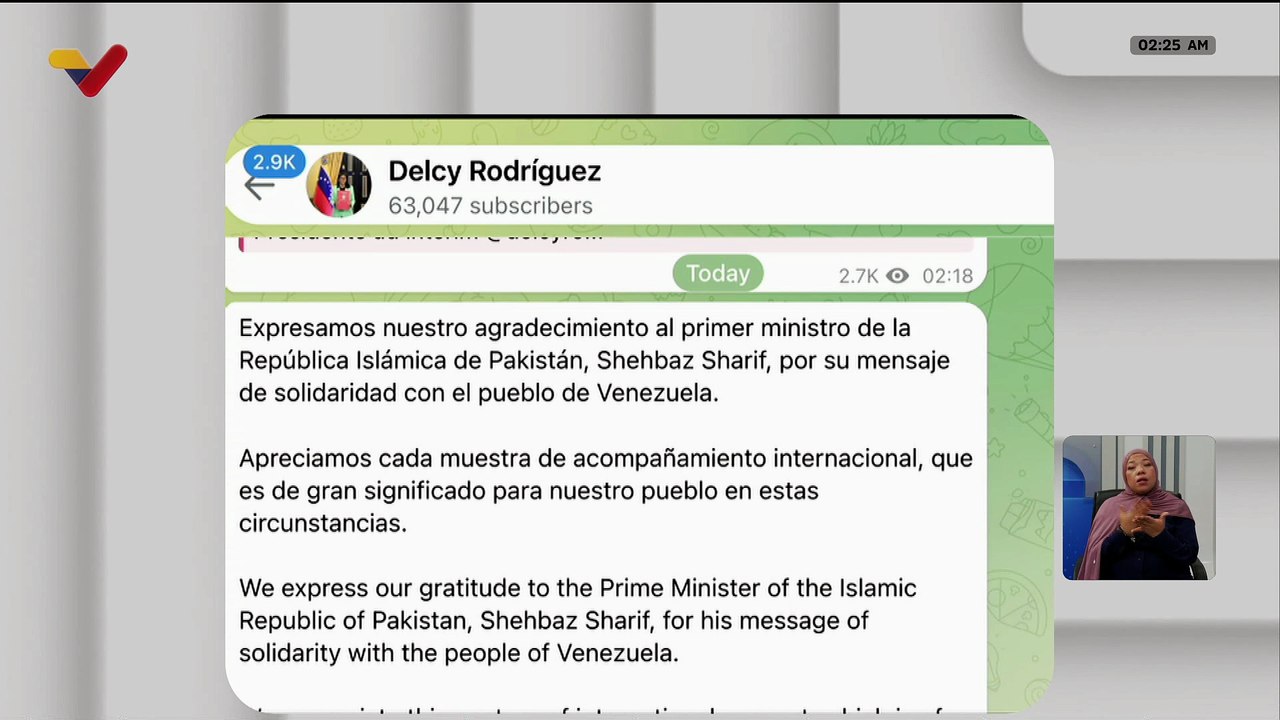 Presidenta (E) aprecia el mensaje de gratitud de Pakistán ante los eventos sísmicos