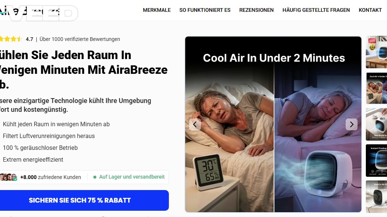 Aira Breeze Klimagerät - AiraBreeze Bewertungen, Aira Breeze Erfahrungen, Aira Breeze Mobile Klimaanlage!! Aira Breeze Kühler