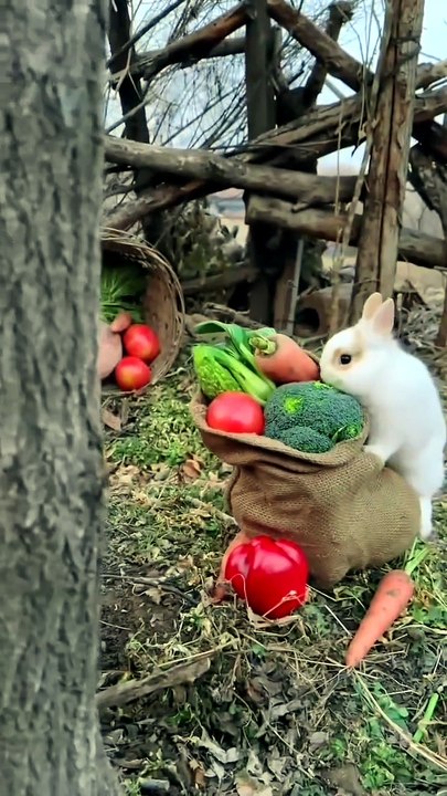 Cute Rabbits Having a Veggie Feast! 🥦🐰