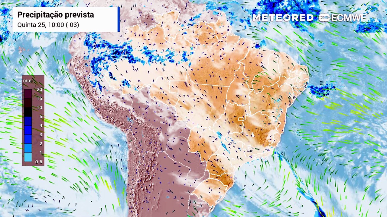Quinta-feira, 25 de junho: Chuva, nebulosidade e vento