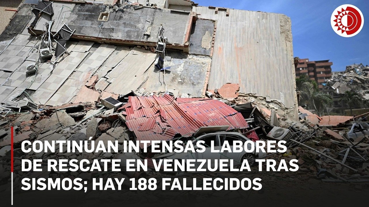 Asciende a 188 el número de fallecidos por sismos en Venezuela; continúan las labores de rescate