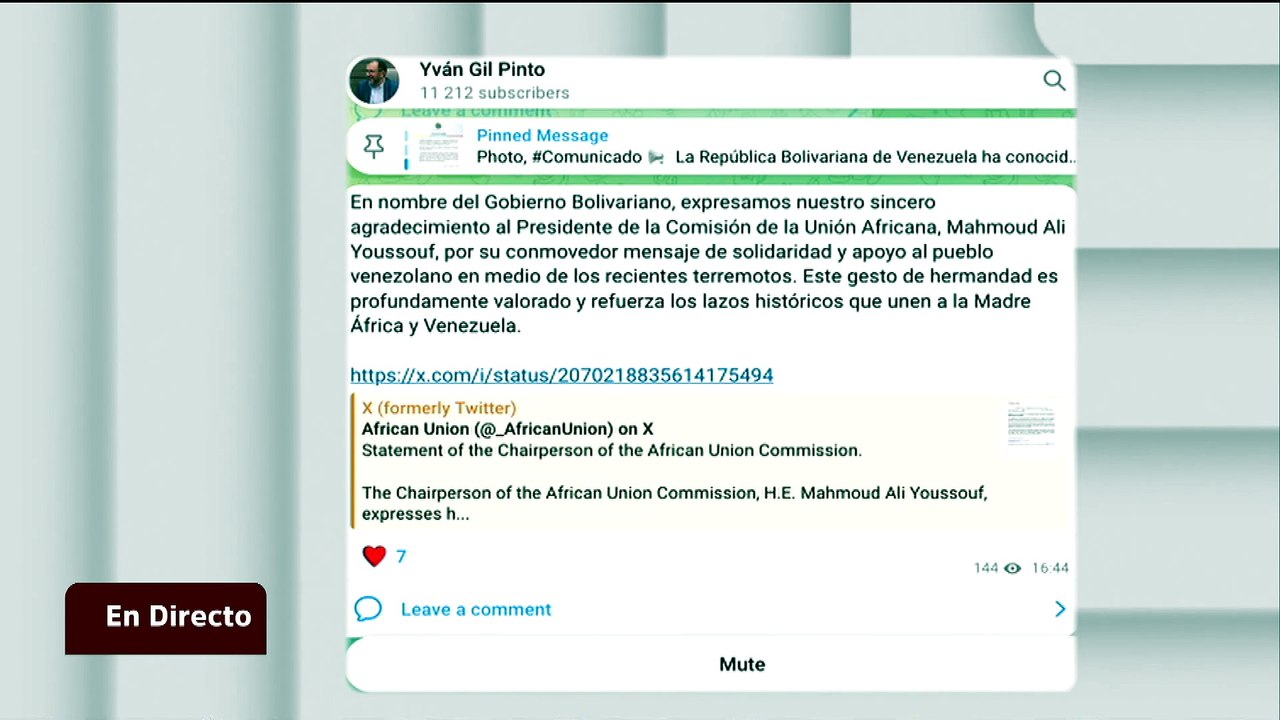 Venezuela reconoce las muestras de respaldo emitidas por la alta autoridad de la Comisión Africana