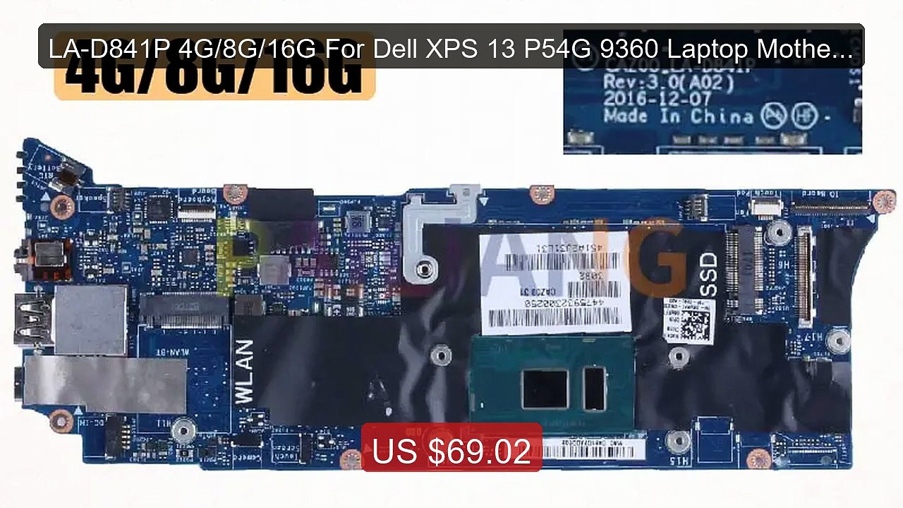 LA-D841P 4G/8G/16G For Dell XPS 13 P54G 9360 Laptop Motherboar... -- Best Buy 2026 | Great Quality!