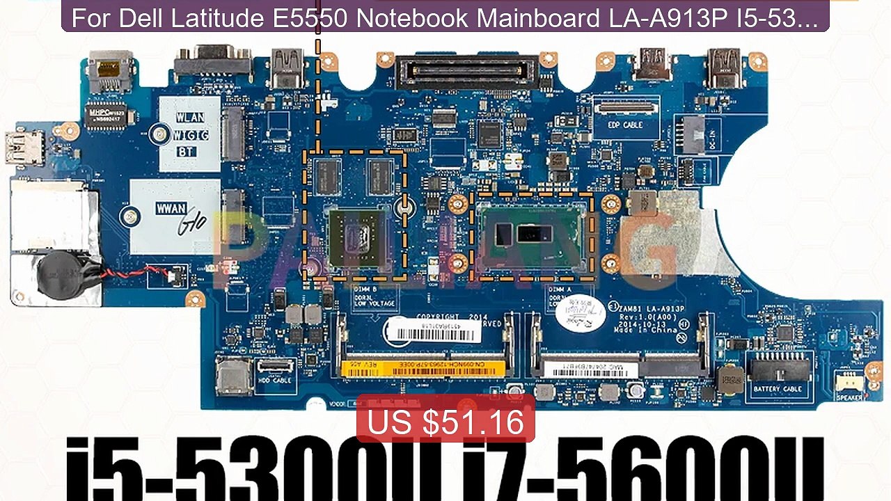 For Dell Latitude E5550 Notebook Mainboard LA-A913P I5-5300U i... -- Hot Deal 2026 | Limited Offer!