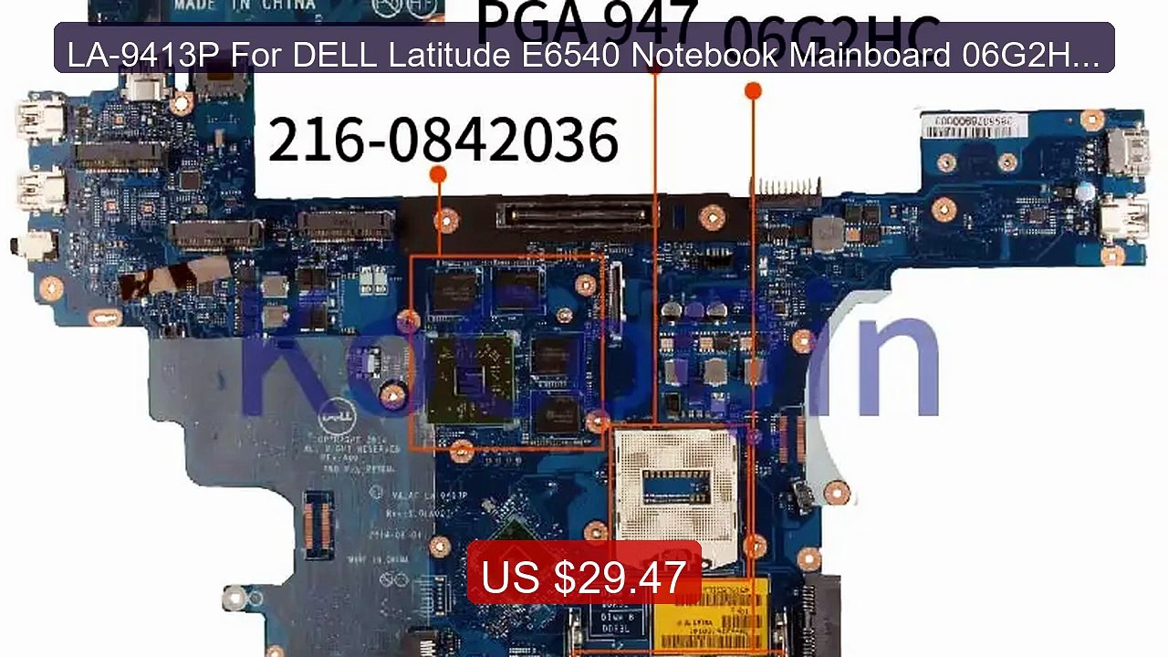 LA-9413P For DELL Latitude E6540 Notebook Mainb...