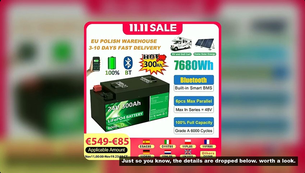 LiFePO4 24V 300Ah 200Ah 100Ah 340Ah 140Ah 12V Lithium Battery Bluetooth Grade A 6000 Cycles For Sola