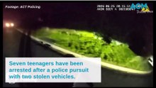 Seven teenagers have been arrested after a police pursuit with two stolen vehicles