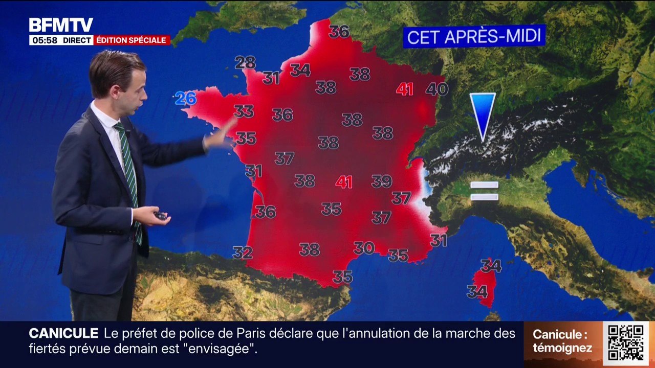 La canicule se décale vers l'Est, alors que le redoux commence à s'installer doucement dans l'Ouest, avec des températures comprises entre 26°C et 41°C... La météo de ce 26 juin