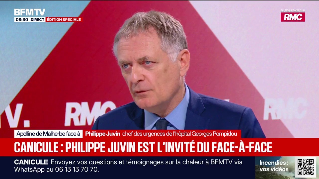 Canicule: "Le flux de patients ne baisse pas, avec une pointe" ce jeudi 25 juin, explique Philippe Juvin, chef des urgences de l’hôpital Georges Pompidou et député LR