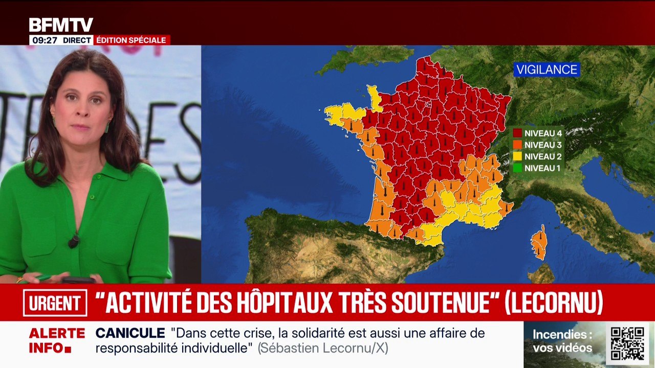 Canicule: "L'activité des hôpitaux est très soutenue", annonce Sébastien Lecornu sur X