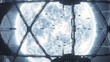 Cinematic view from space of a Dyson sphere megastructure being constructed around a star, robots in space, scale incomprehensible, hard sci-fi aesthetic, 4K, 10 seconds