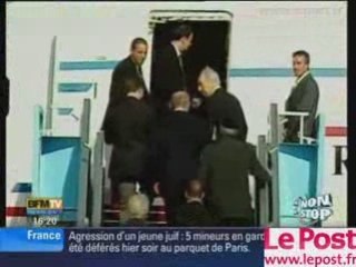 Sarkozy Bruni   départ mouvementé - sarkozy,  israel -