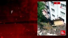 Giresun'da freni boşalan kamyon apartman ile duvar arasına girdi