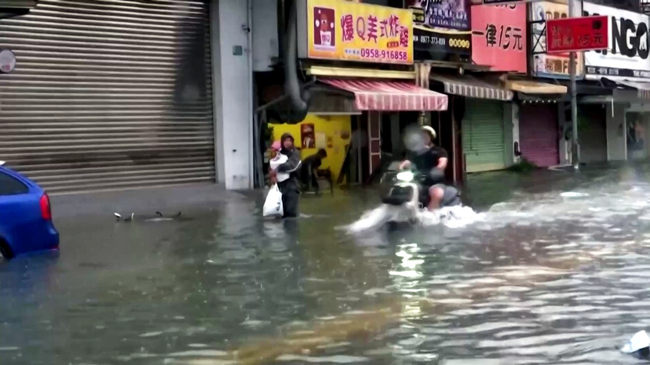 Torrential rain from passing storm shuts down southern Taiwan