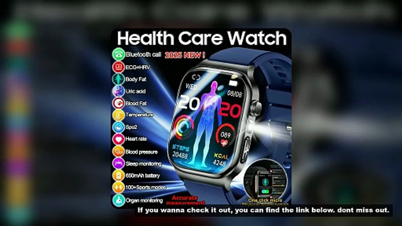 2025 New Five organ examination Health Care Smart Watch Men ECG+PPG Uric Acid Blood Fat Bluetooth Ca