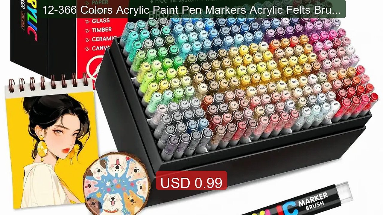 12-366 Colors Acrylic Paint Pen Markers Acrylic Felts Brush... -- Top Pick 2026 | Unbeatable Price!