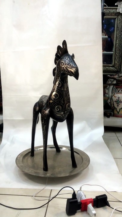 Moroccan Damascene Horse Sculpture – Handmade S...