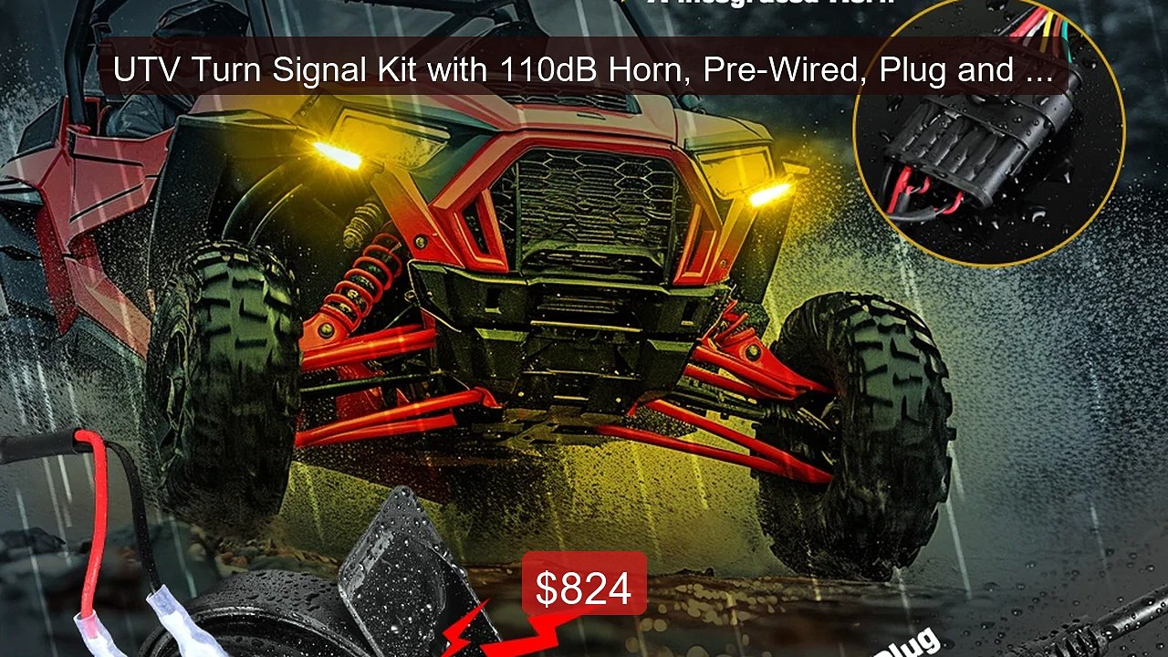 UTV Turn Signal Kit with 110dB Horn, Pre-Wired,...
