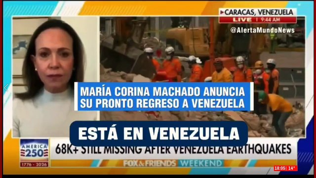 María Corina Machado anunció que pronto volverá a Venezuela para acompañar a los afectados por los terremotos