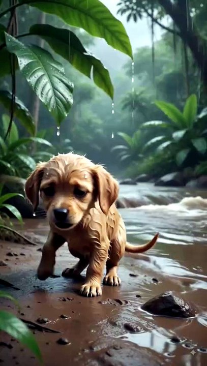 Kind elephant and little puppy friendship