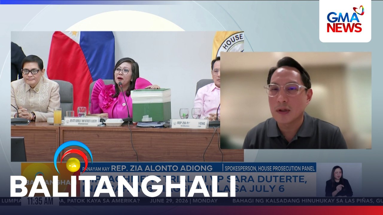 Panayam kay Rep. Zia Aloto Adiong, spokesperson, House Prosecution Panel (June 29, 2026) | Balitanghali