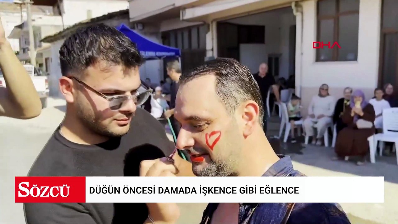 Düğün öncesi damada işkence gibi eğlence; şalvar giydirilip, boynuna çan takıldı, fırçayla yıkandı