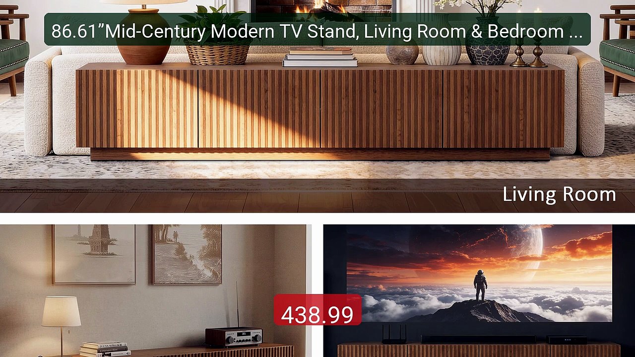 86.61”Mid-Century Modern TV Stand, Living Room & Bedroom Entertainm... -- Top Rated 2026 | Buy Now!
