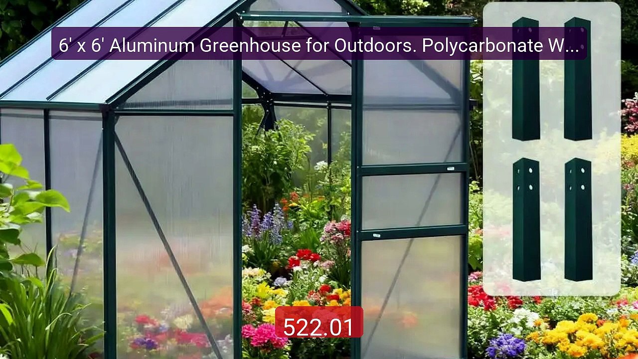 6' x 6' Aluminum Greenhouse for Outdoors. Polycarbonate Walk-in Gre... -- Top Rated 2026 | Buy Now!