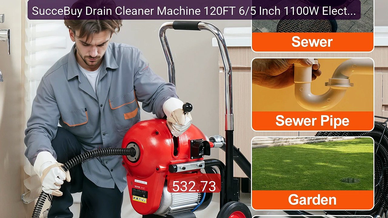 SucceBuy Drain Cleaner Machine 120FT 6/5 Inch 1100W Electric Sewer ... -- Top Rated 2026 | Buy Now!
