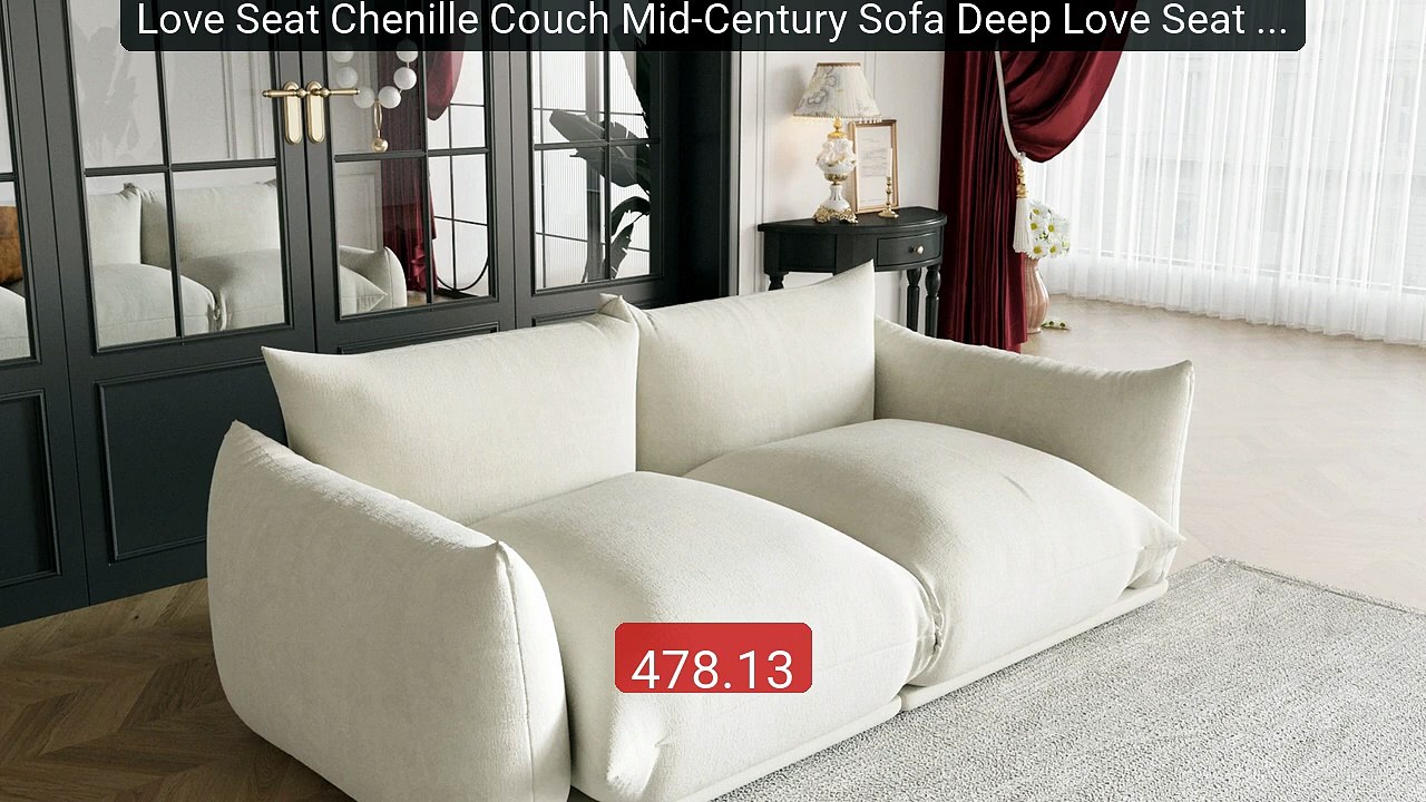 Love Seat Chenille Couch Mid-Century Sofa Deep Love Seat Co... -- Top Pick 2026 | Unbeatable Price!