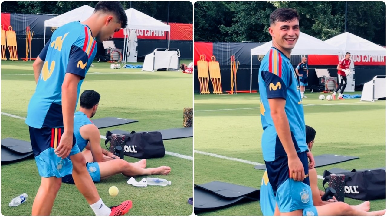 Pedri hace magia con una pelota de tenis