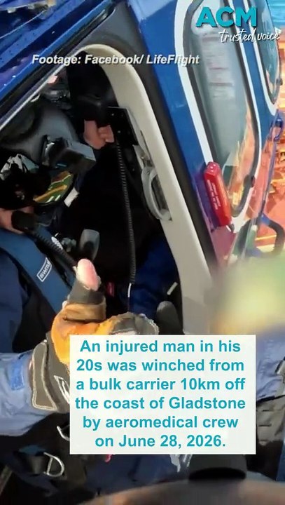 Injured man winched from bulk carrier