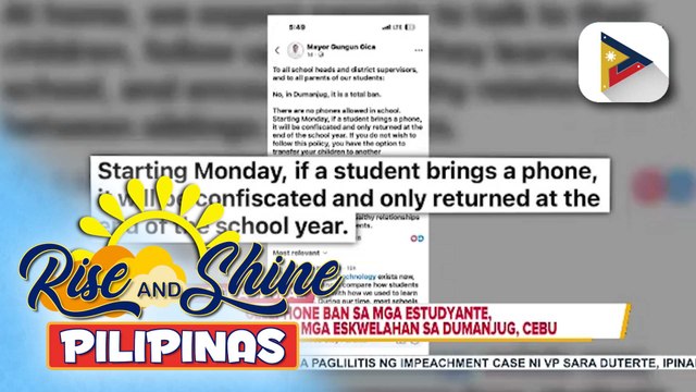 Cellphone ban sa mga estudyante, ipinatutupad sa mga eskwelahan sa Dumanjug, Cebu | ulat ni Cleizl Pardilla