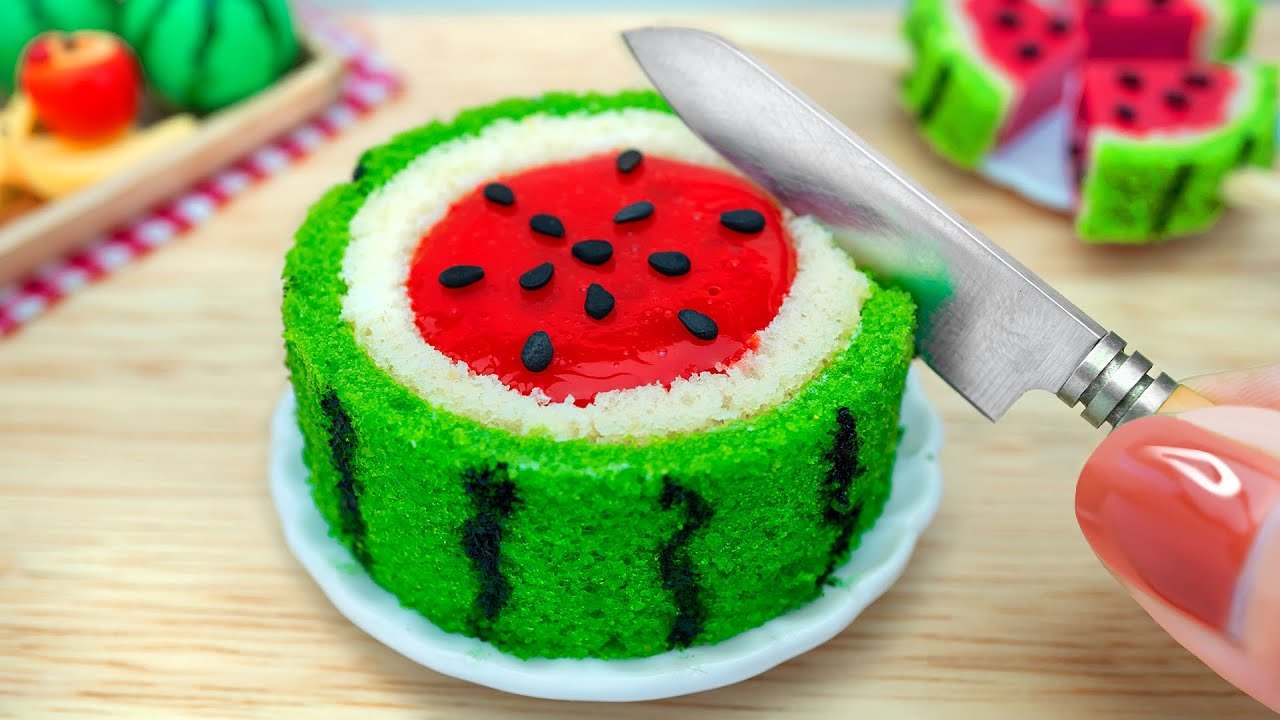 Yummy Delicious Miniature Watermelon Cake 🍰 Making In Cutest Mini Kitchen for Summer by Mini Yummy
