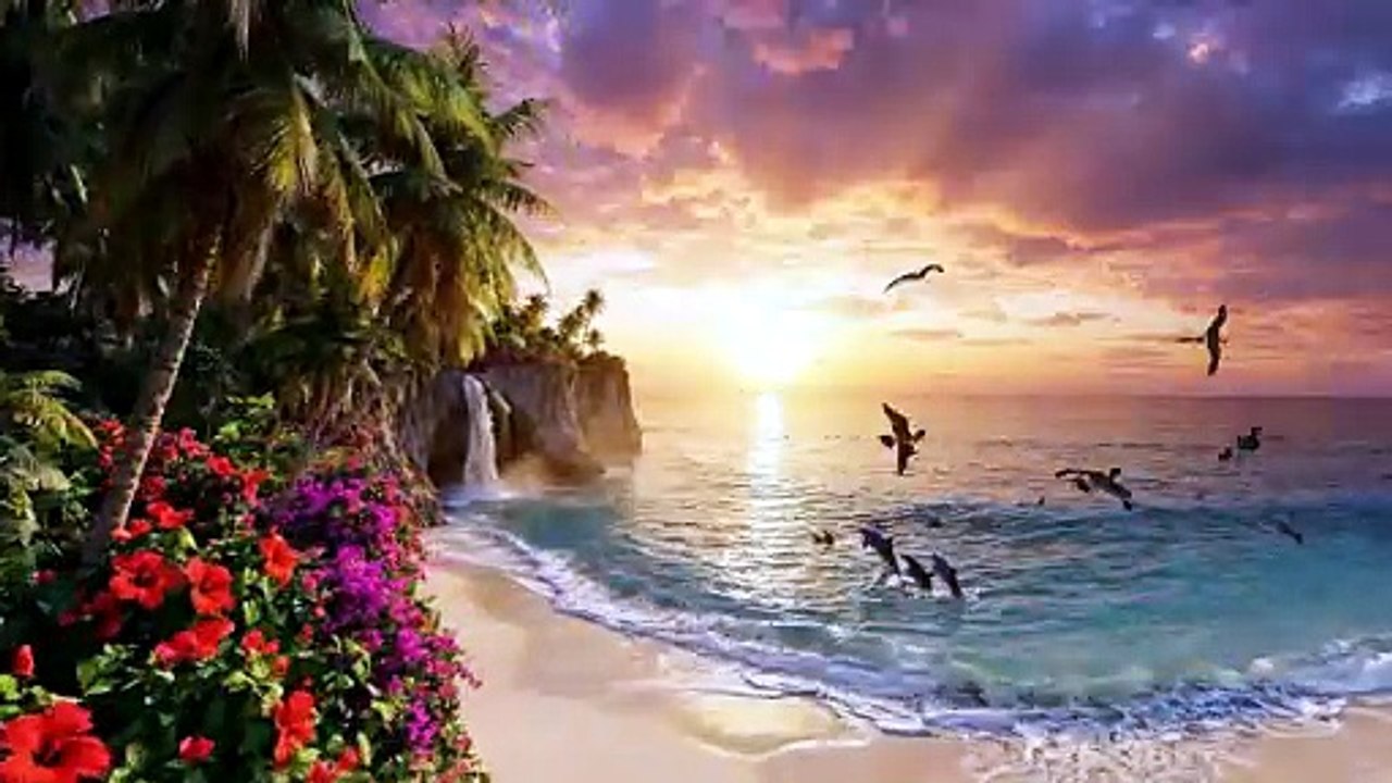 Relaxing Coastal Escape  Ocean Waves and Waterfall for Deep Sleep