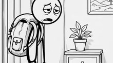 A stickman's morning routine