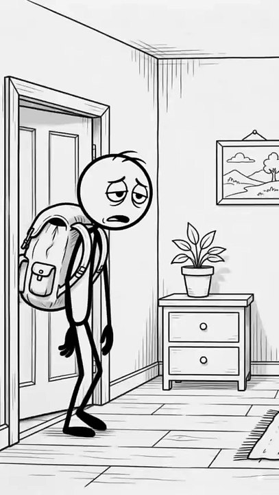 A stickman's morning routine