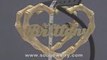 10K Gold Personalized Name Heart Bamboo Earrings 2 7/8 HB_24
