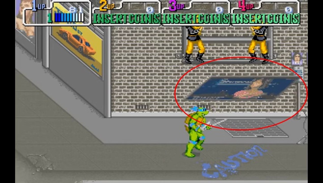 "SIGN FELL" Seinfeld Easter Egg In Teenage Mutant Ninja Turtles Arcade Game (1989)?
