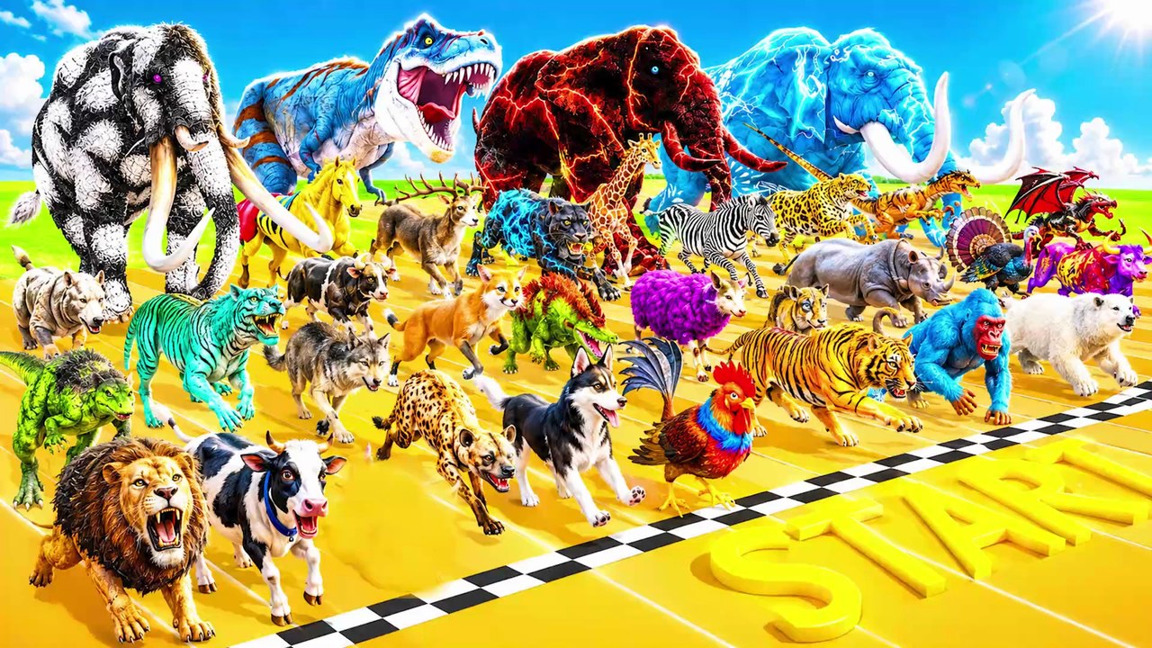 teaser Incredible Animals Race vs Dinosaurs vs Prehistoric Mammals Speed Race RuN Who Will Win ARBS 2026 thumnail