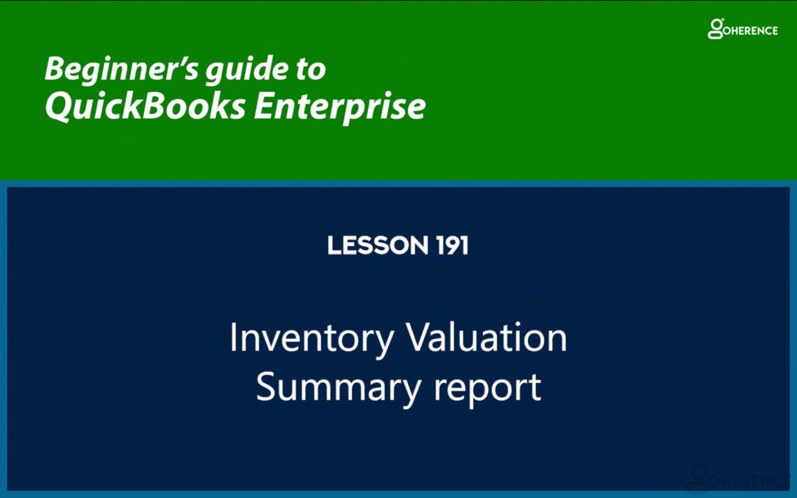 191 -  Inventory Valuation Summary report