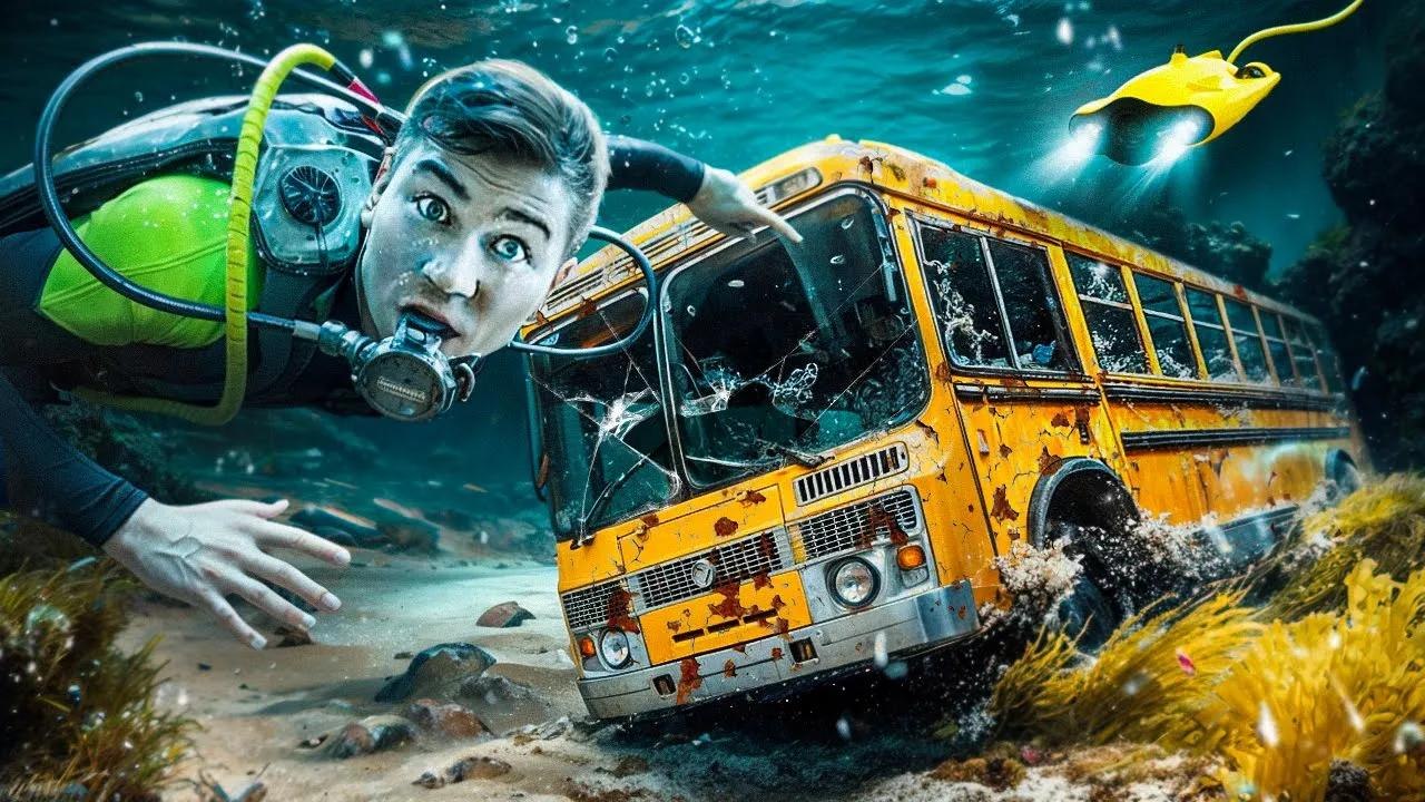 I Found a Sunken School Bus Underwater While Scuba Diving!