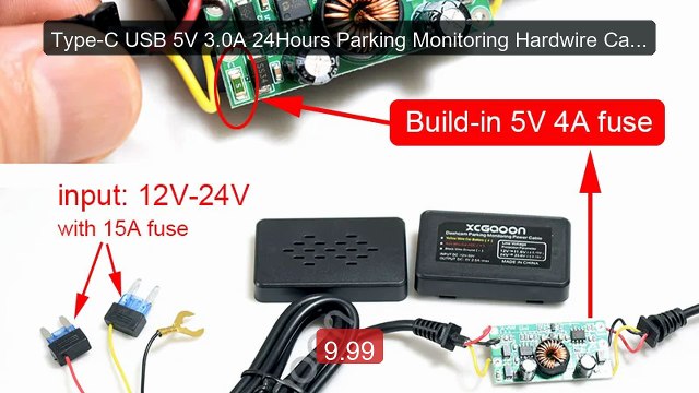 Type-C USB 5V 3.0A 24Hours Parking Monitoring Hardwire Cable Kit On... Top Rated 2026 | Buy Now!