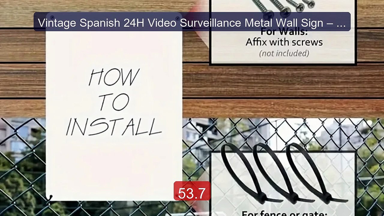Vintage Spanish 24H Video Surveillance Metal Wall Sign – Outdo... -- Best Buy 2026 | Great Quality!