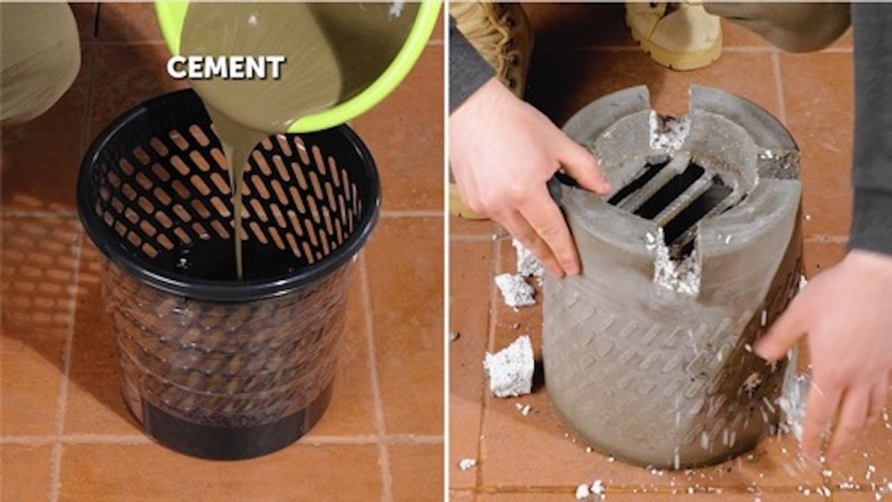 Handmade cement Stove From trash bin - New Ideas From Cement