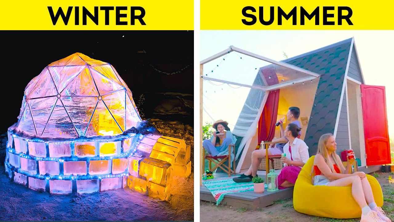 Crafting Cozy Retreats: A Winter Igloo and a Summer A-Frame