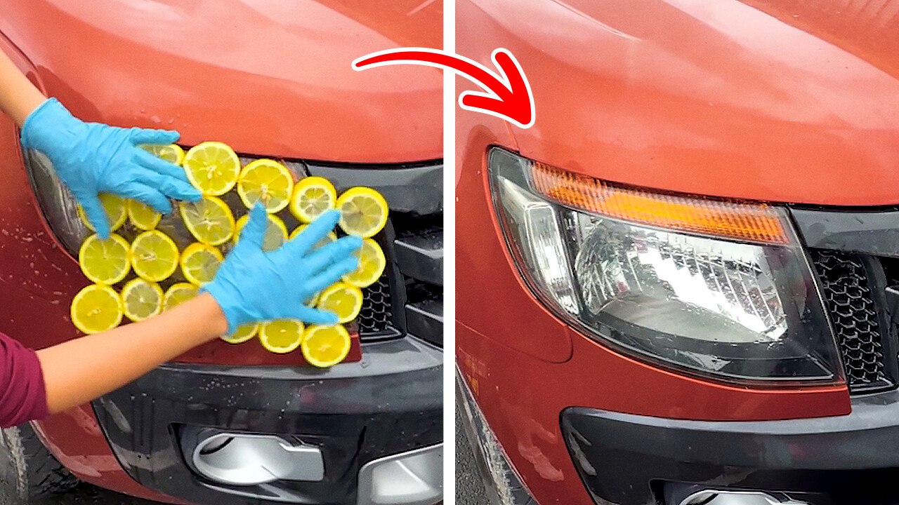 Clean Headlights with Lemon! Ultimate Car hacks for Cool Driving